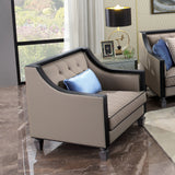 Acme - House Beatrice Chair W/Pillow 58817 Tan Synthetic Leather , Black Synthetic Leather & Charcoal Finish