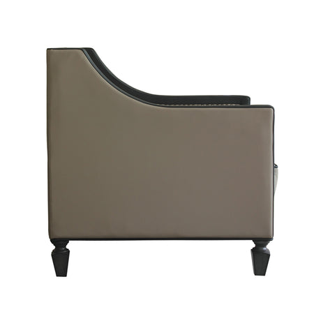 Acme - House Beatrice Chair W/Pillow 58817 Tan Synthetic Leather , Black Synthetic Leather & Charcoal Finish