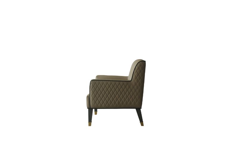 Acme - House Beatrice Accent Chair W/Pillow 58818 Tan Synthetic Leather & Charcoal Finish