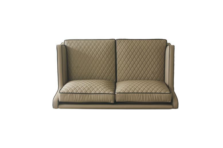 Acme - House Marchese Loveseat 58861 Tan Synthetic Leather & Tobacco Finish