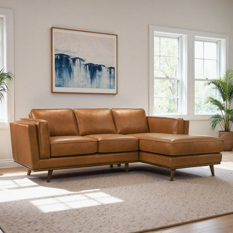 Chase Genuine Leather Sectional Sofa Right Facing Tan Full Leather 90.90' - sold by Home Elegance USA