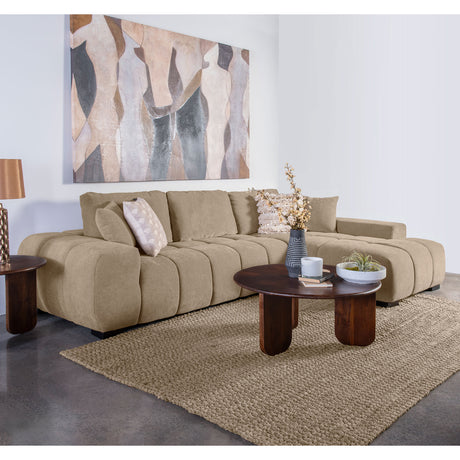 Plather Camel Upholstered Sectional Chaise Sofa - sold by Home Elegance USA