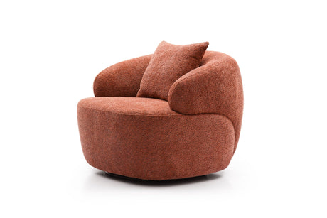 360° Swivel Mid Century Modern Curved Sofa, 1 - Seat Cloud couch Boucle sofa Fabric Couch, Orange - W87691481 - image - 2