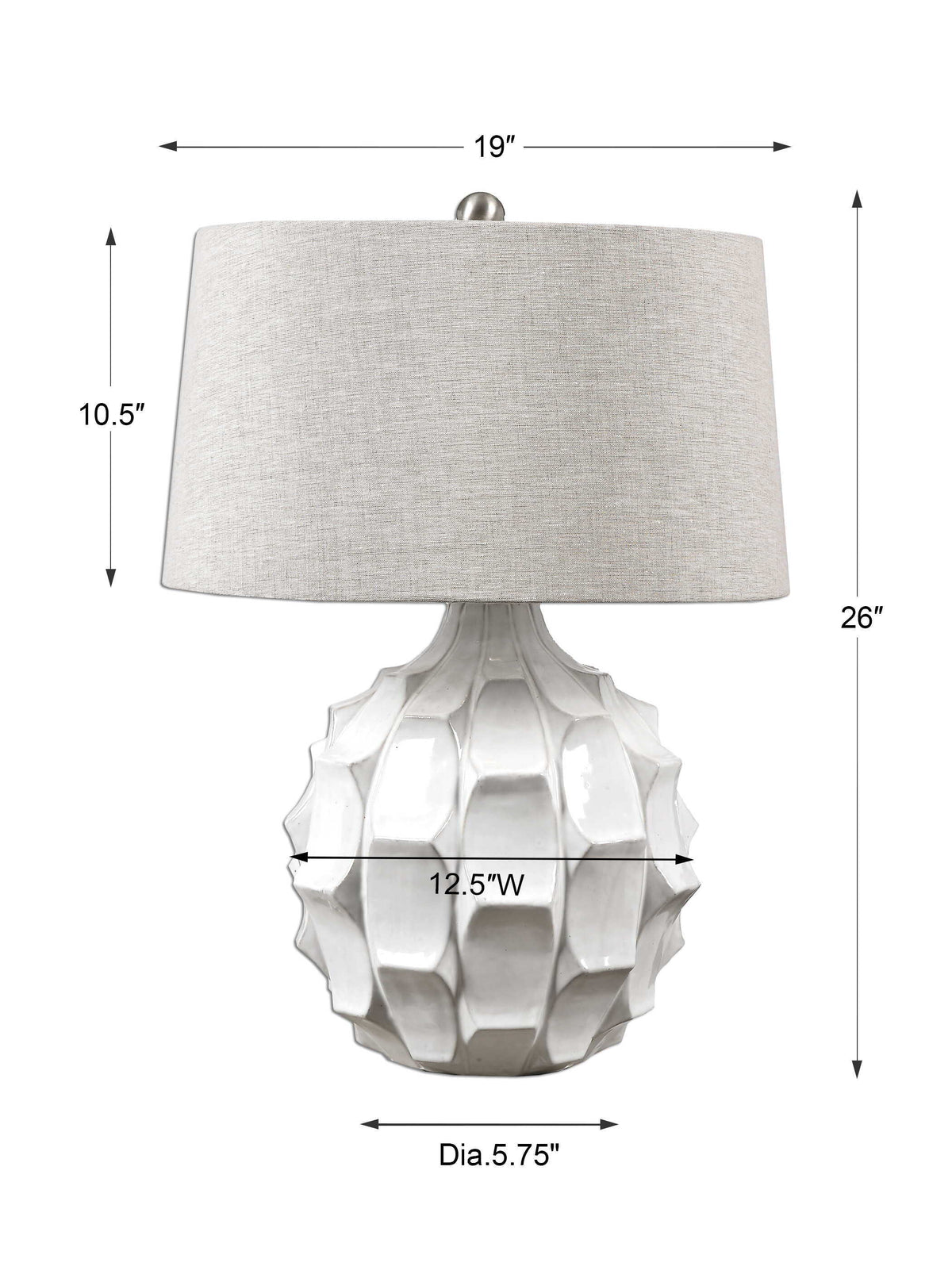 Guerina Scalloped Lamp - White by Uttermost - View 4