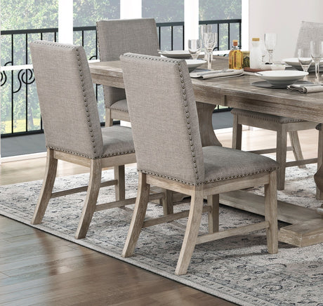 Traditional Style 7pc Dining Set Table with Extension Leaf and 6x Side Chairs Brownish Gray Finish Wooden Dining Kitchen Furniture - sold by Home Elegance USA
