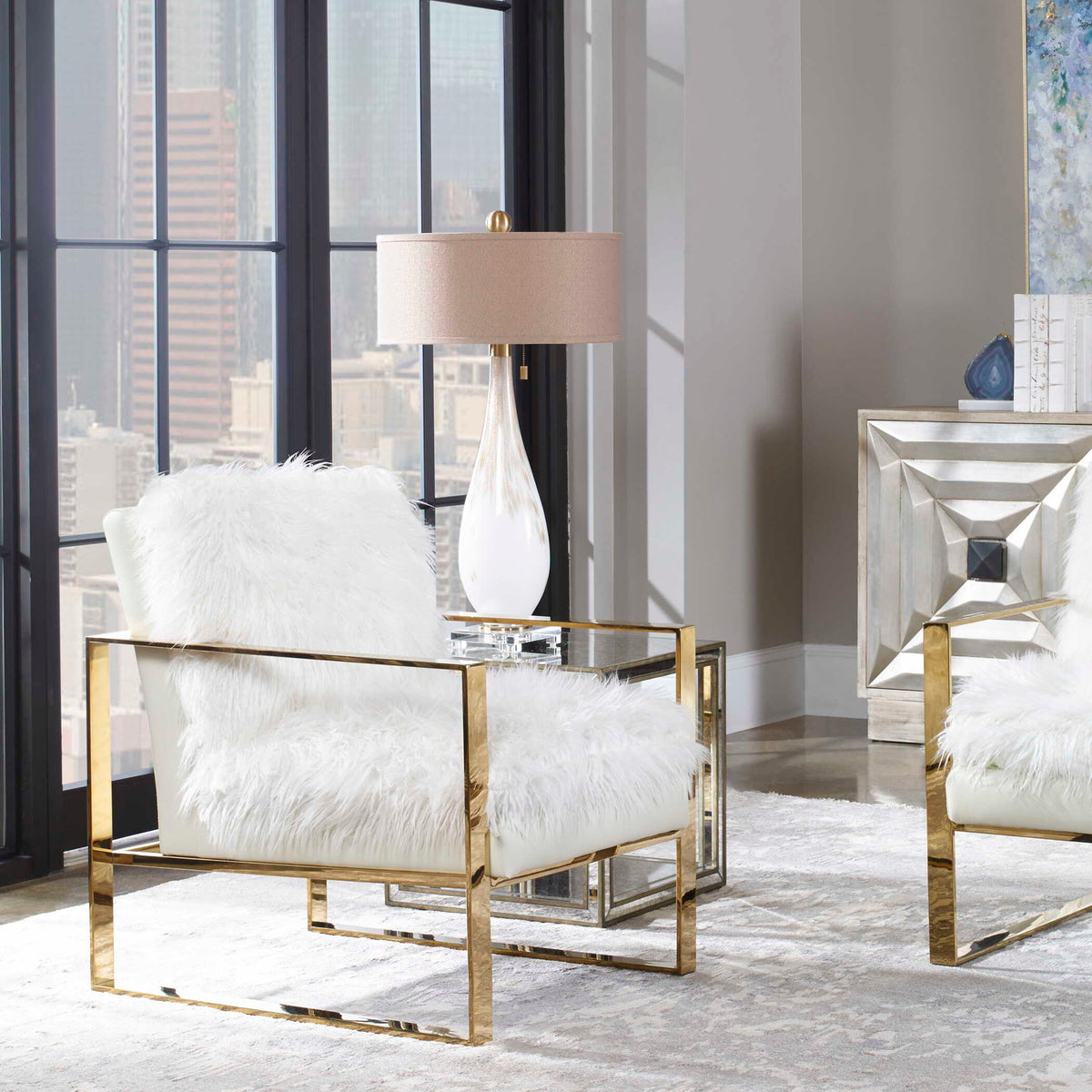 Cardoni Glass Table Lamp - White / Beige by Uttermost - View 5