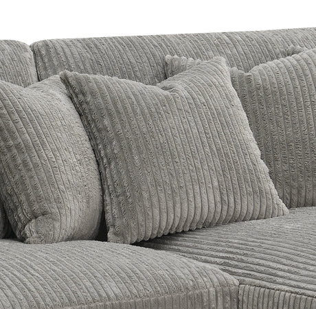 Tavia Gray Corduroy Reversible Sectional Sofa W/6 Pillows - sold by Home Elegance USA