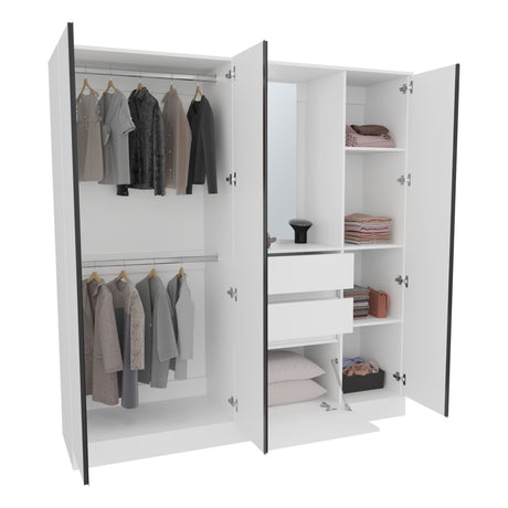 Kamelot 1,80 Armoire With Double Doors, Hanging Rod And Interior Shelves, White - sold by Home Elegance USA