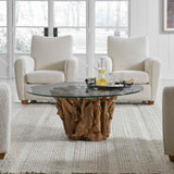 Driftwood Glass Top Large Coffee Table - Light Brown by Uttermost - View 2