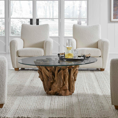 Driftwood Glass Top Large Coffee Table - Light Brown by Uttermost - View 2
