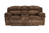 Living Room Contemporary Chocolate Corduroy 1pc Motion Loveseat w Console Storage Box Reclining Couch