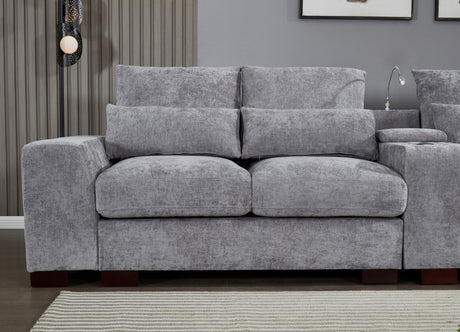Modern Sectional Sofa Couch with Console,USB Charging Port,Reading Light,Cup Holder, Light Grey - sold by Home Elegance USA