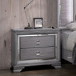 Contemporary Light Gray 1pc Nightstand Solidwood Dovetail Drawers Bedroom Furniture Bedside Table Acrylic Pulls Mirror Trim