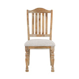 Wooden chair with a cushioned seat on a white background