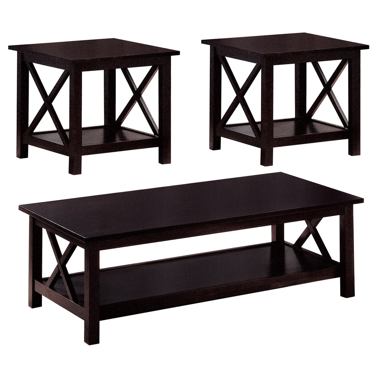 3 Pc Coffee Table Set - Rachelle 3 - piece Occasional Table Set Deep Merlot | Coaster | Home Elegance USA