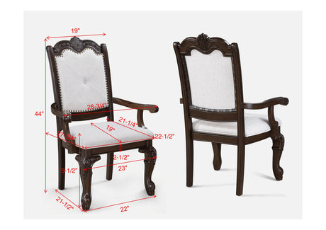 Formal 9pc Rectangular Dining Table 18' Extendable Leaf Side Chair Arm Chair Rich Dark Coffee Brown Finish Intricately Carved Double Pedestal Base Solid Wood Dining Set - sold by Home Elegance USA