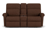 Davis Transitional Fabric Reclining Loveseat With Console | Flexsteel
