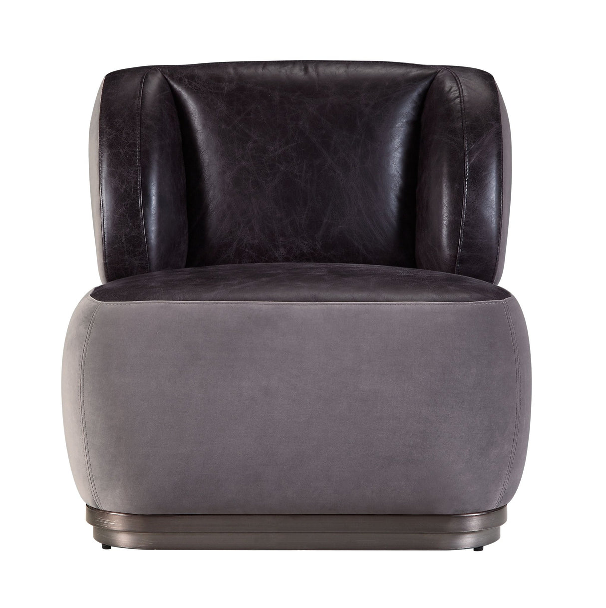 Decapree Accent Chair 59270 Antique Slate Top Grain Leather & Gray Velvet | Acme - 59270 - Home Elegance USA - 2