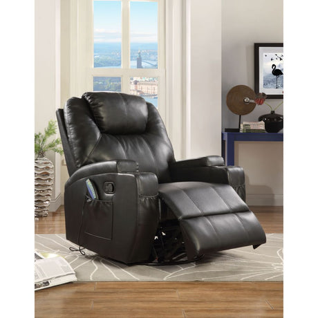 Acme - Waterlily Motion Rocker Recliner W/Swivel 59277 Black Synthetic Leather