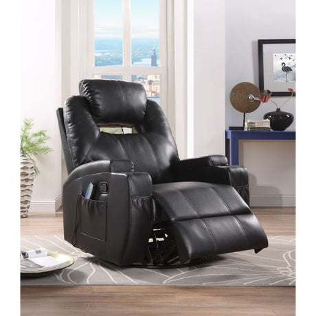 Acme - Waterlily Motion Rocker Recliner W/Swivel 59277 Black Synthetic Leather