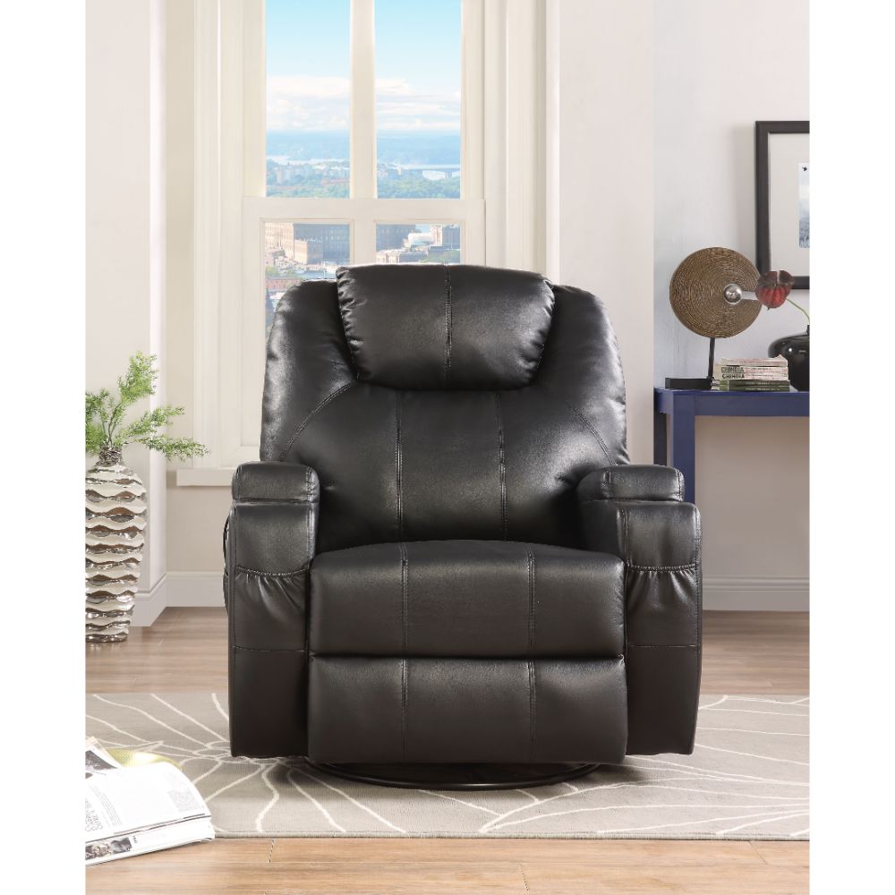 Acme - Waterlily Motion Rocker Recliner W/Swivel 59277 Black Synthetic Leather