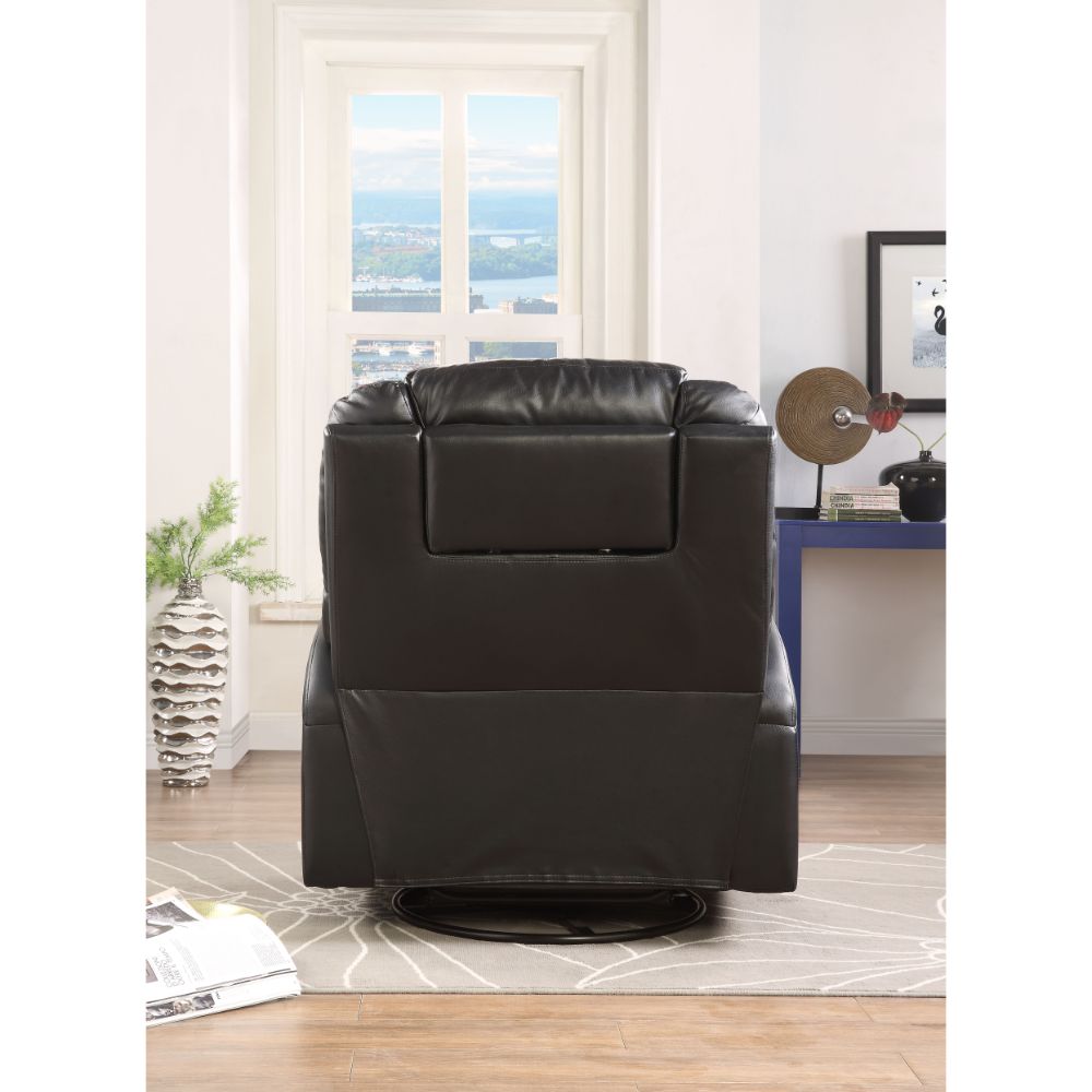 Acme - Waterlily Motion Rocker Recliner W/Swivel 59277 Black Synthetic Leather