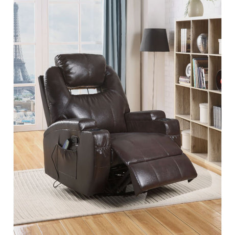 Acme - Waterlily Motion Rocker Recliner W/Swivel 59278 Brown Synthetic Leather