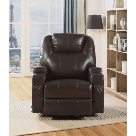 Acme - Waterlily Motion Rocker Recliner W/Swivel 59278 Brown Synthetic Leather