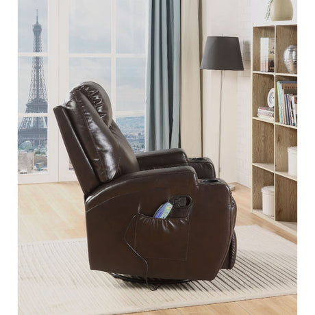 Acme - Waterlily Motion Rocker Recliner W/Swivel 59278 Brown Synthetic Leather