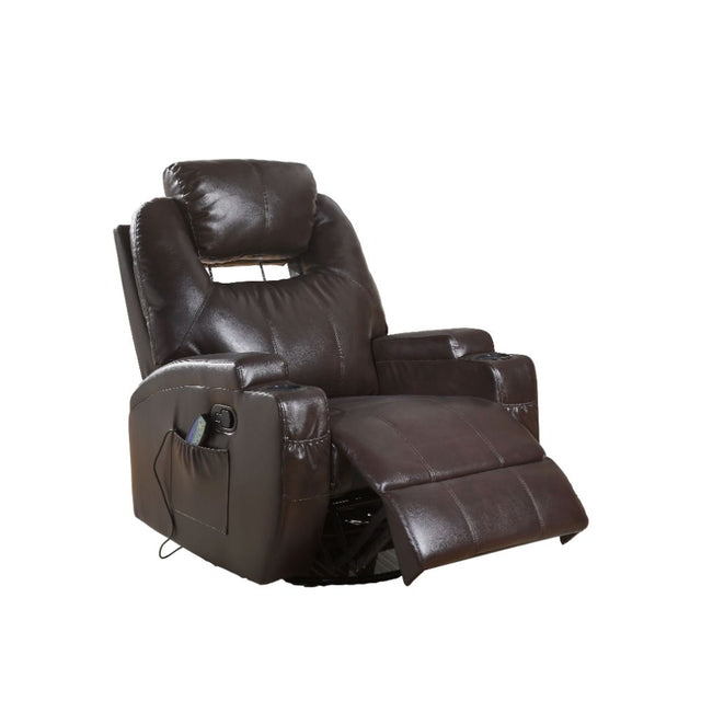 Acme - Waterlily Motion Rocker Recliner W/Swivel 59278 Brown Synthetic Leather