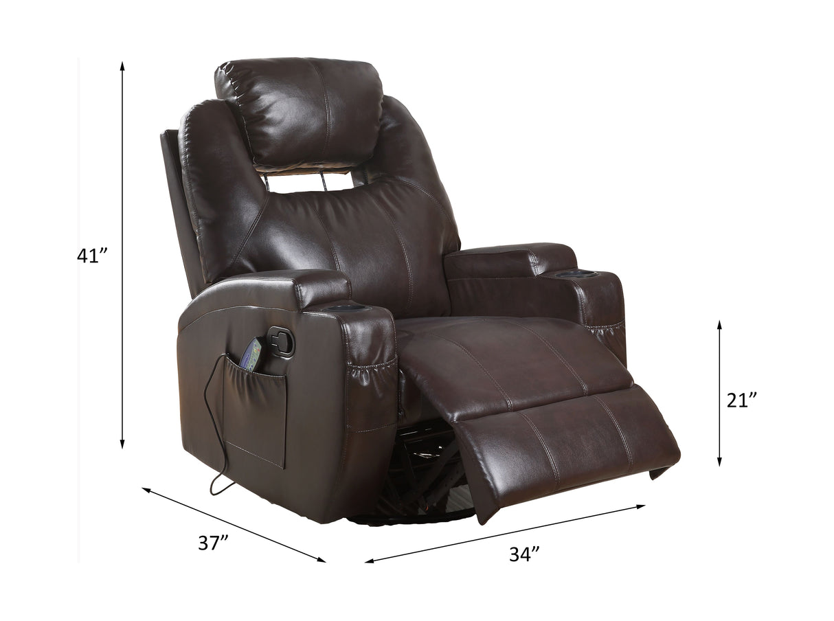 Acme - Waterlily Motion Rocker Recliner W/Swivel 59278 Brown Synthetic Leather