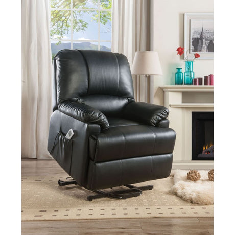 Acme - Ixora Recliner W/Power Lift & Massage 59285 Black Synthetic Leather