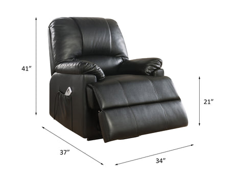 Acme - Ixora Recliner W/Power Lift & Massage 59285 Black Synthetic Leather