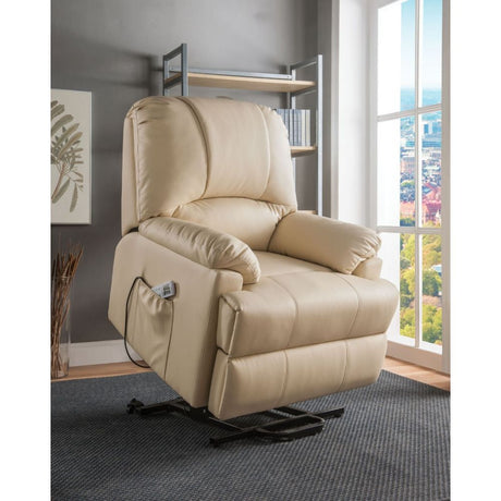 Acme - Ixora Recliner W/Power Lift & Massage 59286 Beige Synthetic Leather