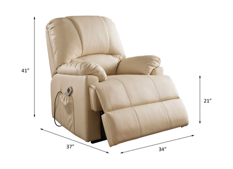 Acme - Ixora Recliner W/Power Lift & Massage 59286 Beige Synthetic Leather