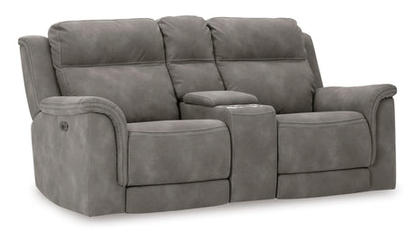 Ashley Slate Next-Gen DuraPella PWR REC Loveseat/CON/ADJ HDRST - Microfiber - Home Elegance USA