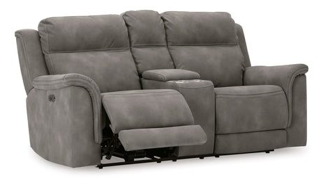 Ashley Slate Next-Gen DuraPella PWR REC Loveseat/CON/ADJ HDRST - Microfiber - Home Elegance USA