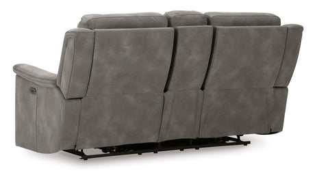 Ashley Slate Next-Gen DuraPella PWR REC Loveseat/CON/ADJ HDRST - Microfiber - Home Elegance USA
