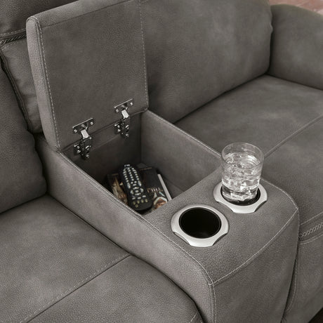 Ashley Slate Next-Gen DuraPella PWR REC Loveseat/CON/ADJ HDRST - Microfiber - Home Elegance USA