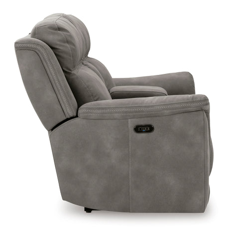 Ashley Slate Next-Gen DuraPella PWR REC Loveseat/CON/ADJ HDRST - Microfiber - Home Elegance USA