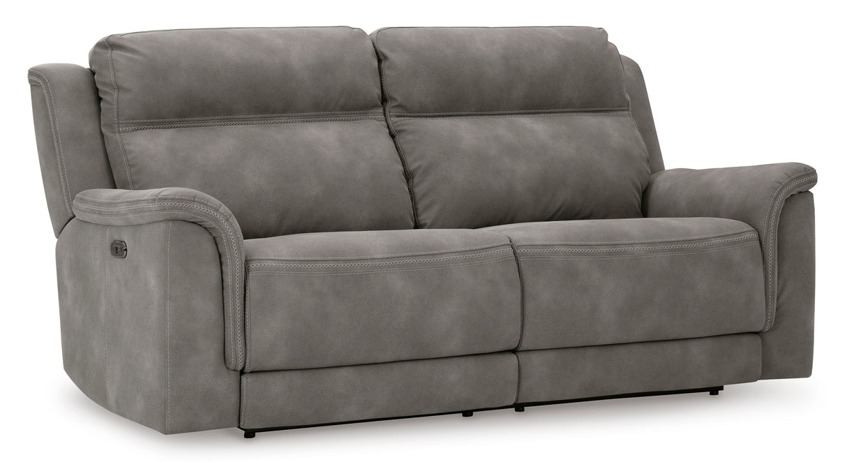 Power Reclining Sofa Slate Next-Gen DuraPella 2-Seat Adjustable Headrest Microfiber - Ashley - Home Elegance USA