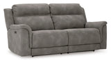 Power Reclining Sofa Slate Next-Gen DuraPella 2-Seat Adjustable Headrest Microfiber - Ashley