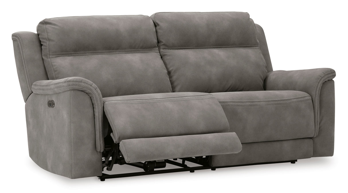 Power Reclining Sofa Slate Next-Gen DuraPella 2-Seat Adjustable Headrest Microfiber - Ashley - Home Elegance USA