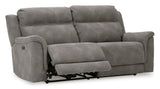 Power Reclining Sofa Slate Next-Gen DuraPella 2-Seat Adjustable Headrest Microfiber - Ashley