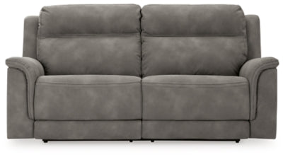 Ashley Slate Next-Gen DuraPella 2 Seat PWR REC Sofa ADJ HDREST - Microfiber