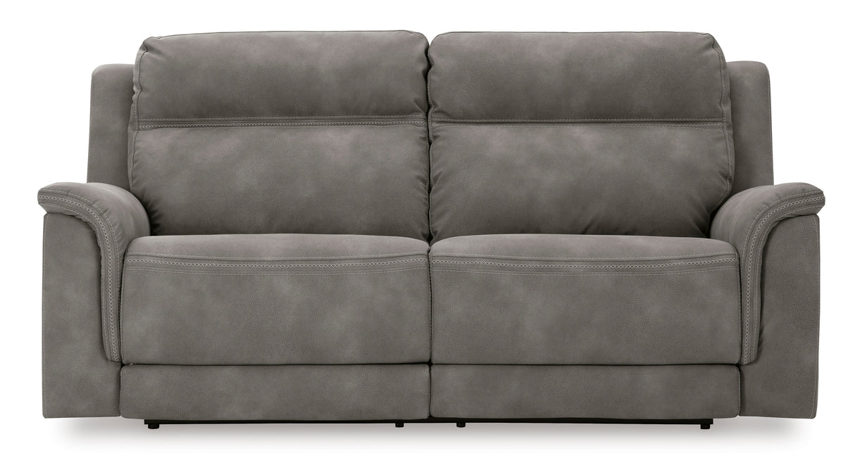 Power Reclining Sofa Slate Next-Gen DuraPella 2-Seat Adjustable Headrest Microfiber - Ashley