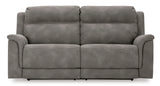 Power Reclining Sofa Slate Next-Gen DuraPella 2-Seat Adjustable Headrest Microfiber - Ashley - Home Elegance USA