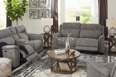 Ashley Slate Next-Gen DuraPella PWR Recliner/ADJ Headrest - Microfiber - Home Elegance USA