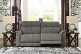 Power Reclining Sofa Slate Next-Gen DuraPella 2-Seat Adjustable Headrest Microfiber - Ashley