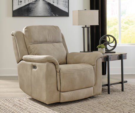 Ashley Sand Next-Gen DuraPella PWR Recliner/ADJ Headrest - Microfiber - Home Elegance USA